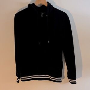 ✅ FOREVER 21 MEN Long Sleeve Hoodie Hooded Sweatshirt Kangaroo Pockets -Black